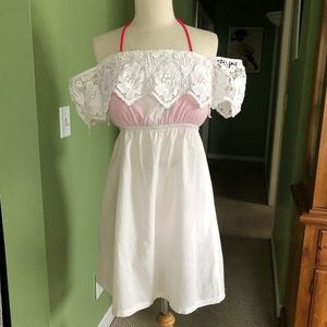 Off Shoulder Lace Sleeve Cover Up